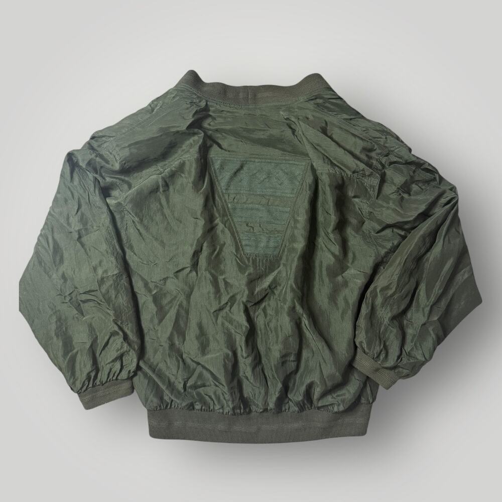 Vintage MONDO by Genea Uomo 100% Silk Bomber Jacket Olive Green XL - Picture 2 of 11